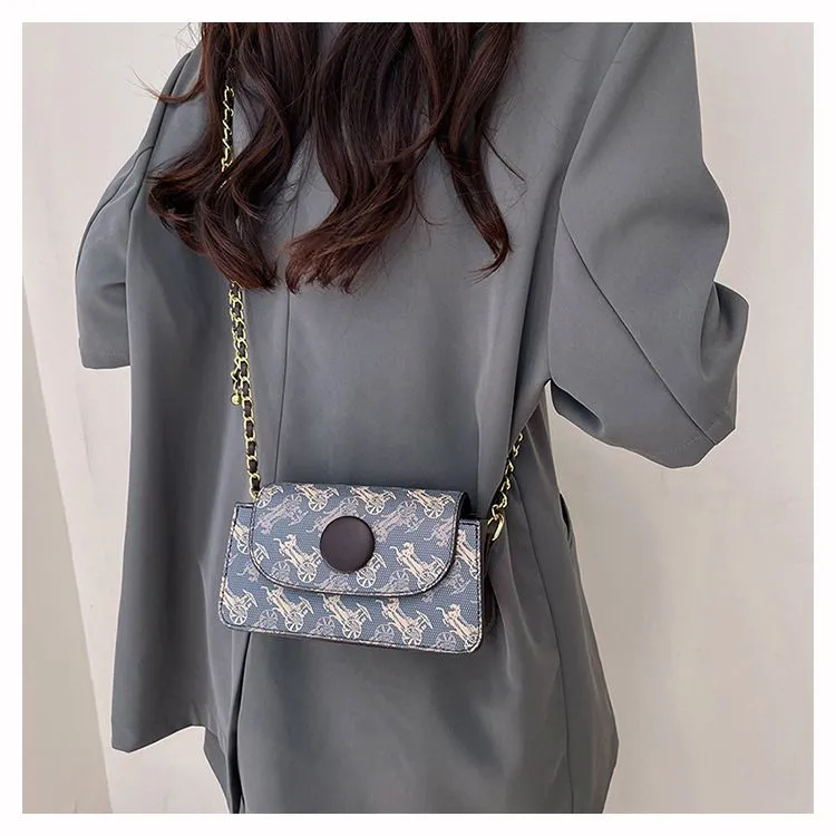 Bolsa de ombro feminina casual moda com alça de corrente_voghion.com