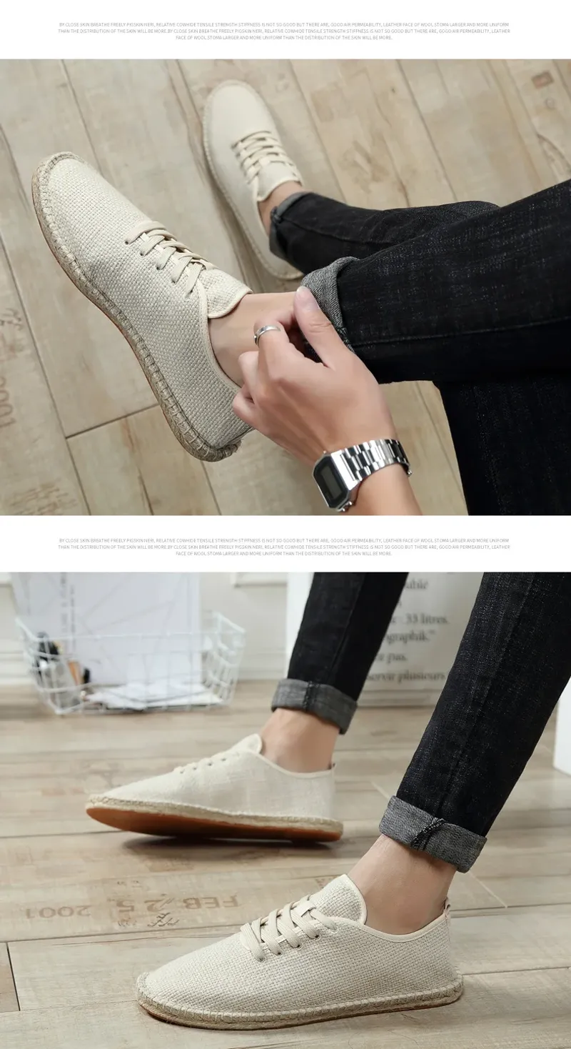 Shoes Summer Espadrilles Men Canvas New Breathable Fisherman Footwear Mens Slip on Loafers Large Size 47 Sneakers_voghion.com