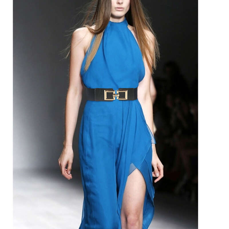 Elastischer Damen-Gürtel mit dekorativer schmaler Schleife, passend zu Kleid, Mantel, Anzug, schwarzer Bund, trendig_voghion.com