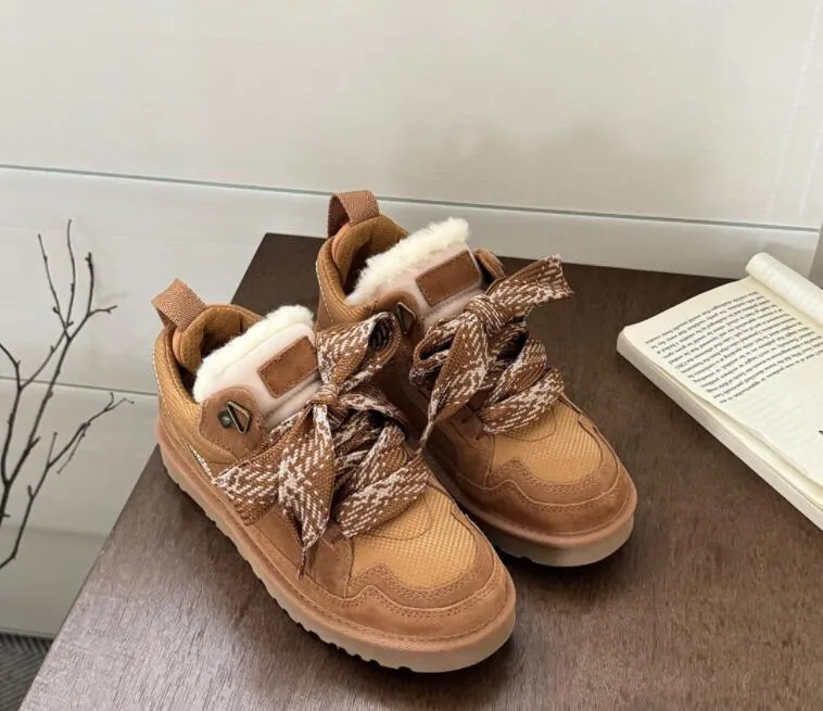 New low top shoes sheep fur integrated frenulum Mel casual women's wool Hailand snow boots_voghion.com