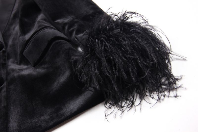 Vêtements pour femmes printemps et automne nouvelle mode veet femmes petite veste de costume en plumes d'autruche approvisionnement du commerce extérieur_voghion.com