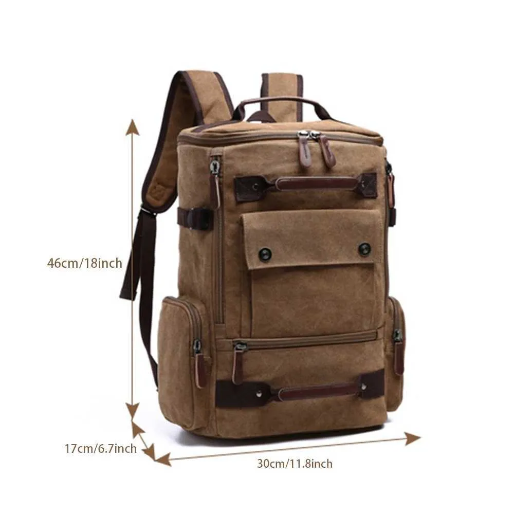 Vintage Canvas Backpack For Men Travel Laptop Rucksack Large_voghion.com