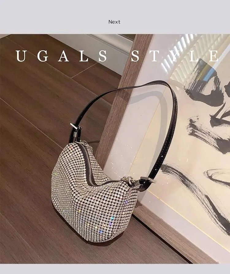 Crystal Rhie Dia Fashion Half Moon Borsa da donna Bg Shiny Even Wedd Party Clutch Borsa a tracolla Street_voghion.com