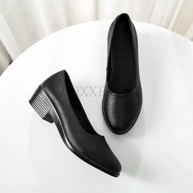 Dermis Women Singles Soft Sole Hotel Anti Slip Work Long Standing Not Tired Black Versatile Four Seasons Shoes_voghion.com