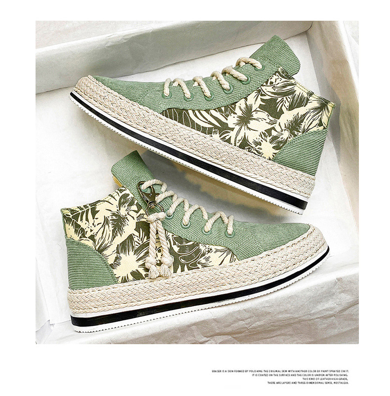 High top canva autumn niche cloth with thick ole elevated height caual board for young port and leiure men'_voghion.com