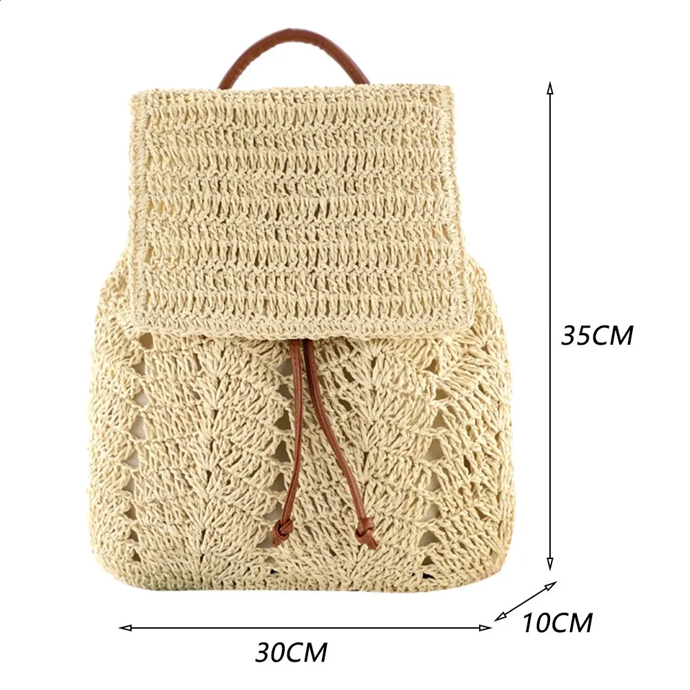 Damen Stroh Sommer Boho Bohemian Hohl Schultertasche Hobo Häkeln Reisetaschen für Frauen Gestrickter Strandrucksack 240907_voghion.com
