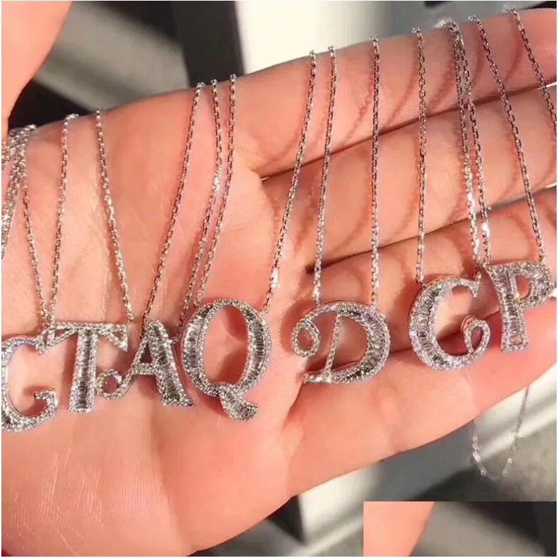 Collane con ciondolo Choucong 26 lettere inglesi Gioielli Sterling Sier Pave Topazio bianco Cz Diamante Gemma infinita Nozze_voghion.com