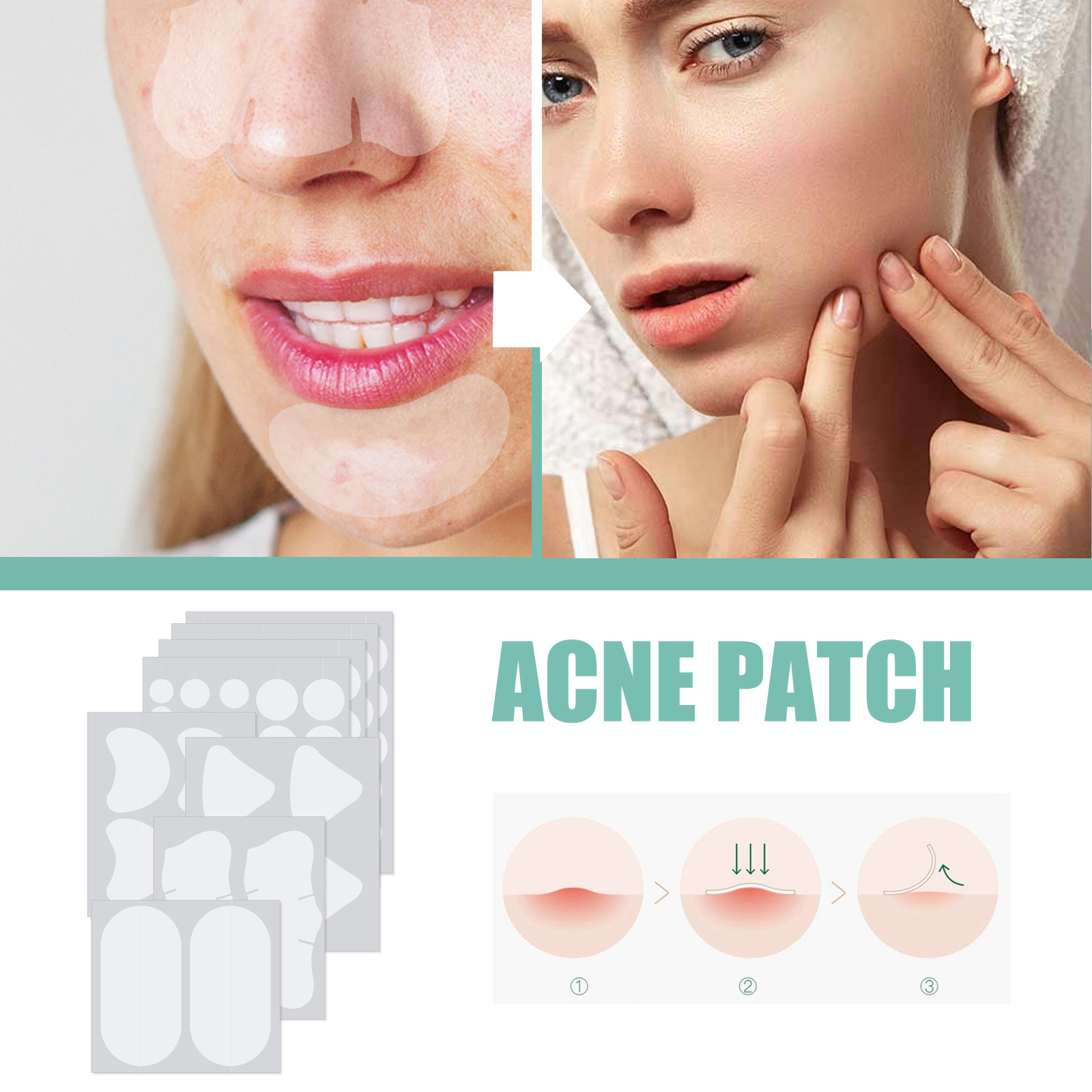 Maschera facciale EELHOE Schiarisci la stampa Patch delicata e non irritante per la rimozione della pulizia dell'acne_voghion.com