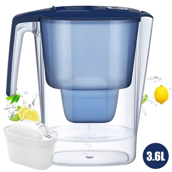 Portable Water Filter Pitcher With Timer Display, 3.6L Capacity_voghion.com