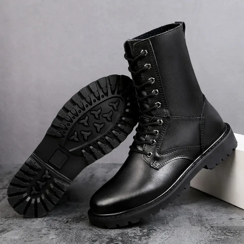Winter Leather Boots For Men Waterproof Snow And Combat Boots_voghion.com