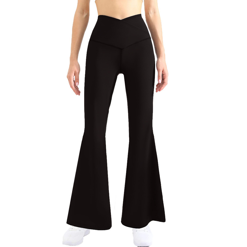 Women's Clothing Shark flared wide leg women's outerwear spring and summer thin high waist abdomen and hip lifting tight peach seamless yoga leggings_ipsvogv.com