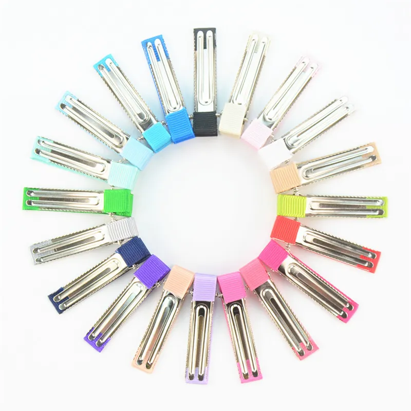 300pcs 5cm Grosgrain Ribbon Lined Alligator Hairpins for Princess Girls Ponytail Clips Children Metal Hair Barrettes_voghion.com