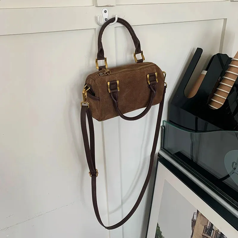 Vintage suède handtas voor dames herfst winter schoudertas elegant_voghion.com