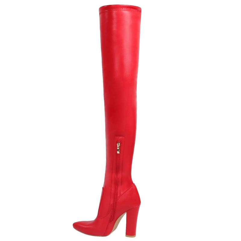 Sexy einfarweg spitz déck Héichhieler iwwer de Knéi elastesch grouss Liederstiefelen_voghion.com