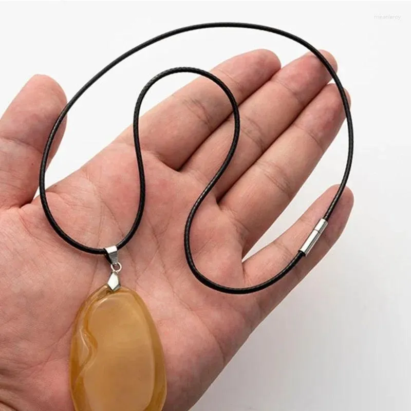 Correntes Impermeáveis Couro Trançado Colar Corda de Cera Pingente Cordão Cordão Com Fecho Seguro Macio Confortável_voghion.com