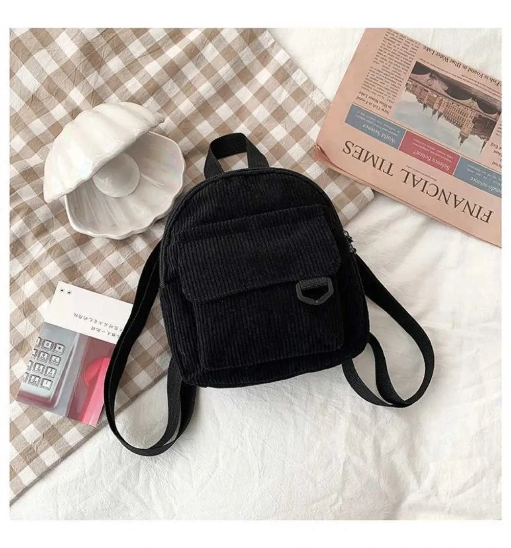 Kleiner Damen Mini Rucksack Aus Kord Für Freizeit Und Reisen_voghion.com