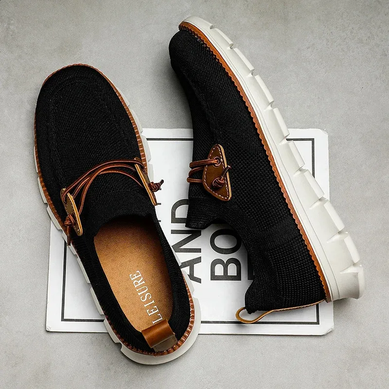 Baskets plates et légères en maille respirante pour homme, chaussures de marche et de conduite, collection printemps-automne 250228_voghion.com