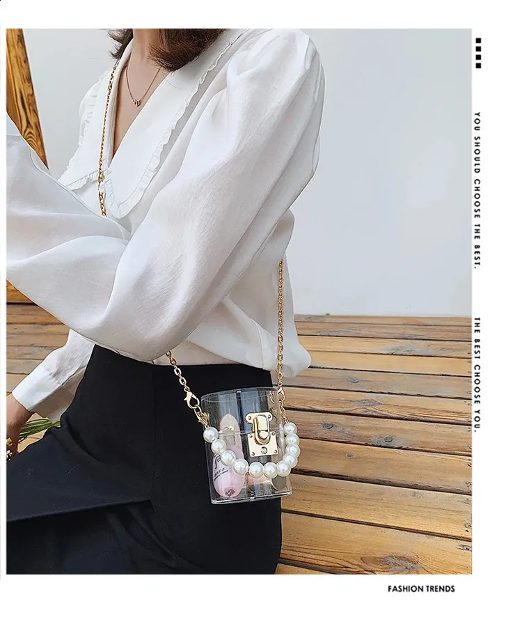 Mini Transparent Crossbody Bag With Pearl Handle Shoulder Purse_voghion.com