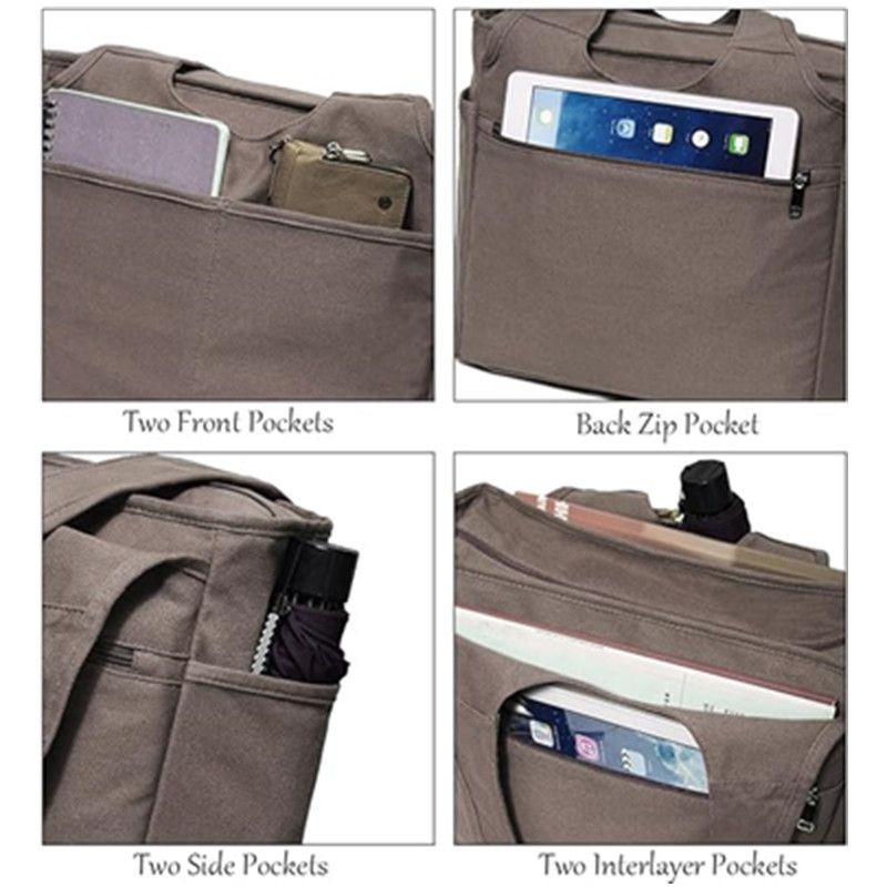 Praktische Tragetasche Damen große Umhängetasche mit Reißverschluss und Tasche für Uni Arbeit Reisen Einkaufen_voghion.com