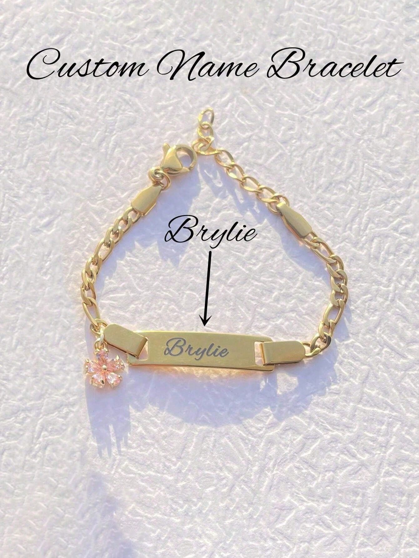 Aurora Atelier Customized Stainless Steel Personalized Cute Name Bracelet, Birthday Gift, Fashion Accessory For Autumn, Delicate Engraving, Stylish, Infant Fashionab_voghion.com