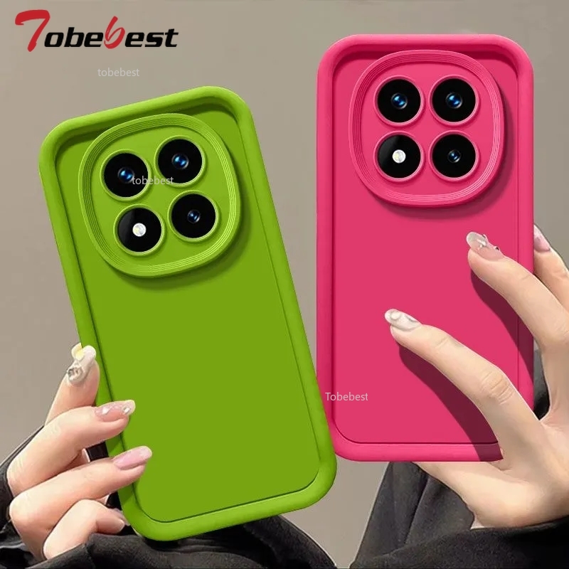 Solid Color Camera Lens Silicone Case For Xiaomi Redmi Note 14 Pro Plus 4G 5G Funda Back Cover
