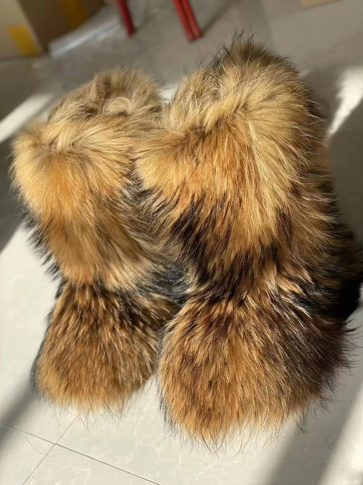 Womens Winter Snow Outdoor Furry Real Raccoon Boots Woman Fox Fur Warm Platform Shoes New Fashion Bottes_voghion.com