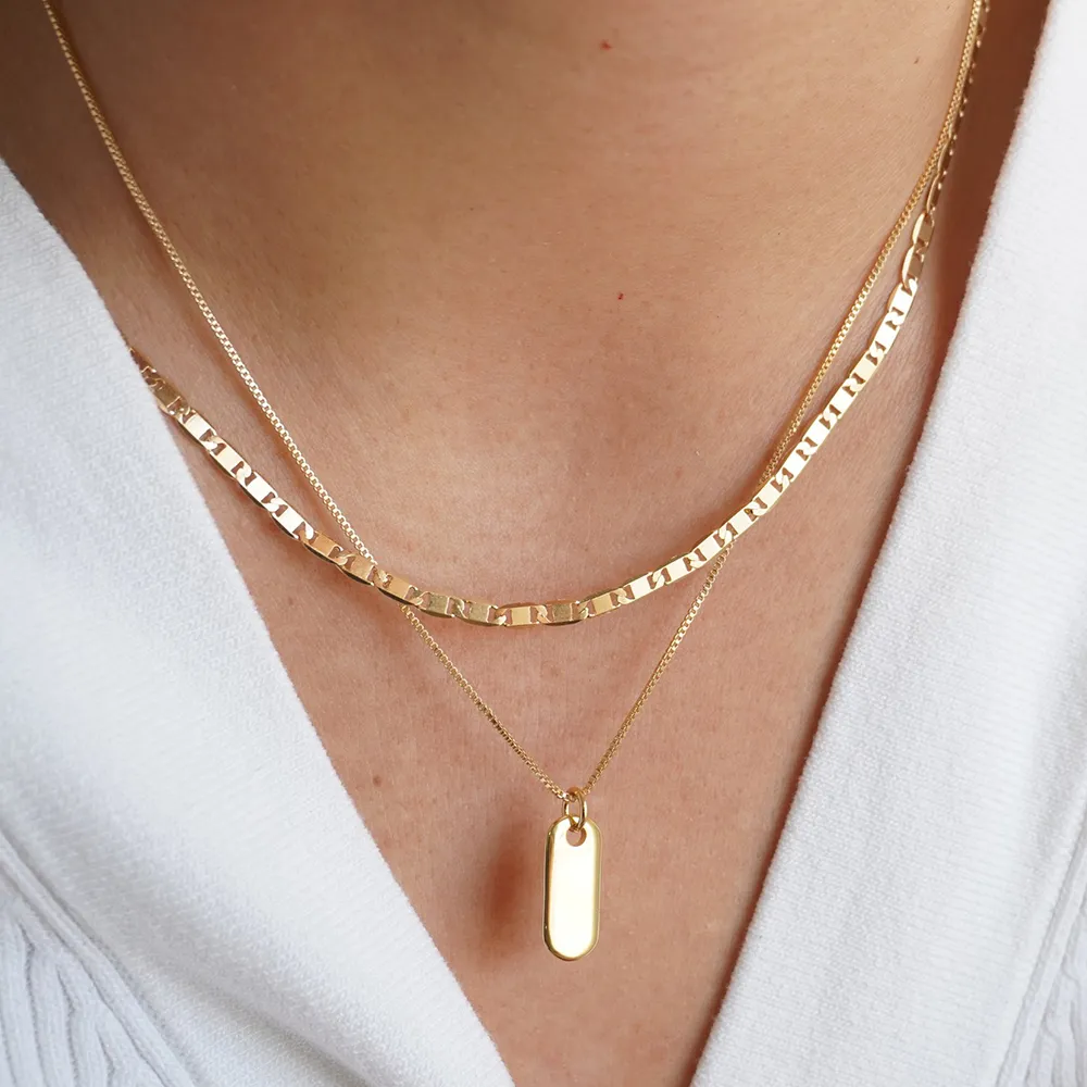 Colliers pendentifs 2023 Collier ovale multicouche en acier inoxydable tendance pour femmes Chaîne géométrique couleur or_voghion.com