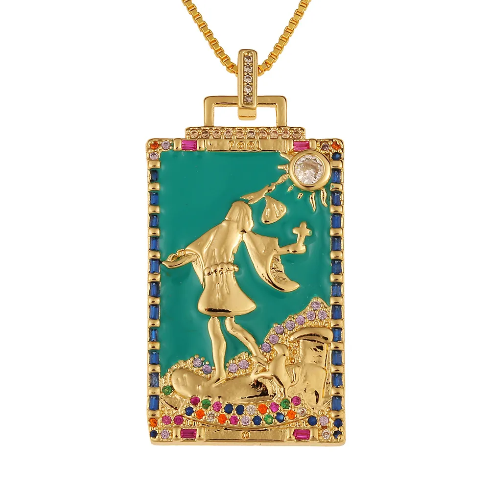Collana con ciondolo carta dei tarocchi stile hip hop_voghion.com
