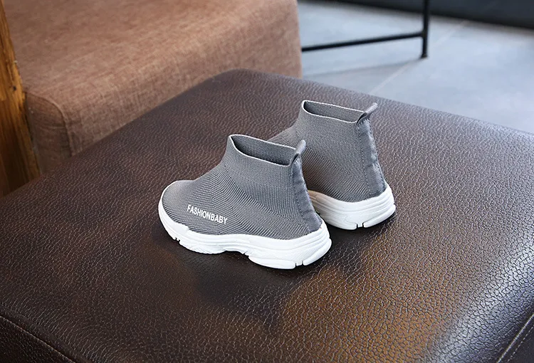 Tênis de cano alto infantil casual sem cadarço respirável meias infantis antiderrapantes botas de neve meninos meninas calçados esportivos tamanhos 21-30_voghion.com