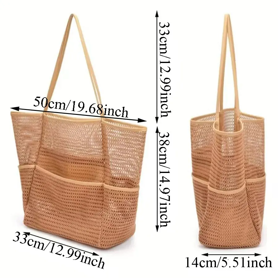 Borsa monospalla grande in rete da spiaggia estiva per uomini e donne, portatile, per lavare e riporre vestiti e indumenti da nuoto_voghion.com