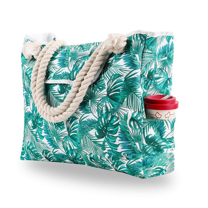 Lässige gestreifte Canvas-Tasche Damen, große Kapazität, Umhängetasche, tägliche Einkaufstasche, Studenten-Büchertasche_voghion.com