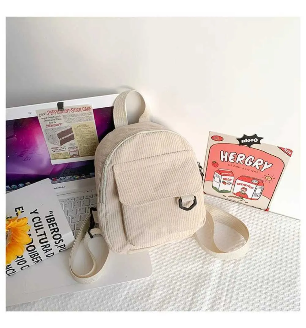 Kleiner Damen Mini Rucksack Aus Kord Für Freizeit Und Reisen_voghion.com