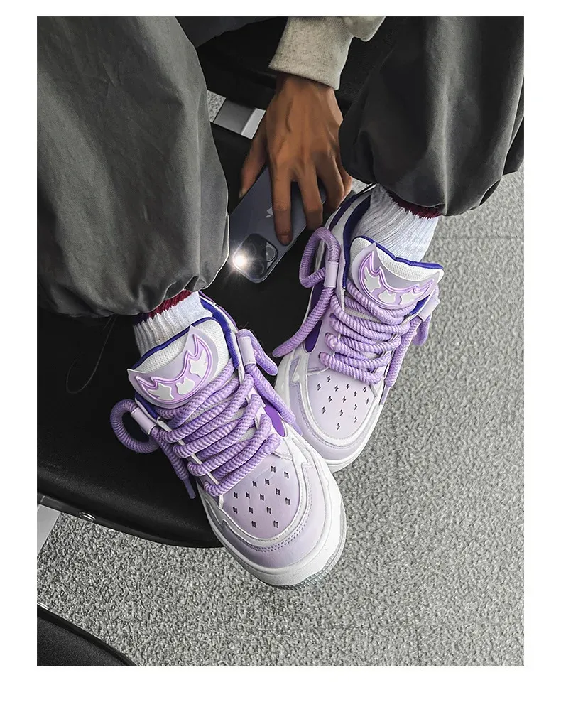 Fashion Purple Mens Skateboard Streetwear Spring Low Top Board Sneakers Man Unisex Trend Shoes Basket Homme 240704_voghion.com