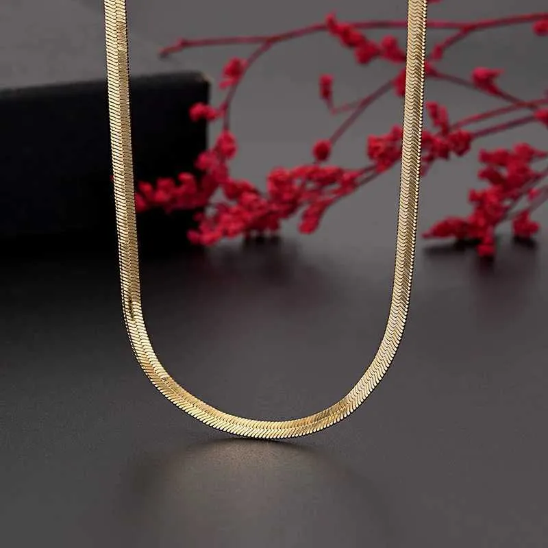 top-level Pendant Necklaces New In Gold 18 K 18/20/22/24 Inch 4MM Blade Womens Chain Necklace Designer Jewelry Free_voghion.com
