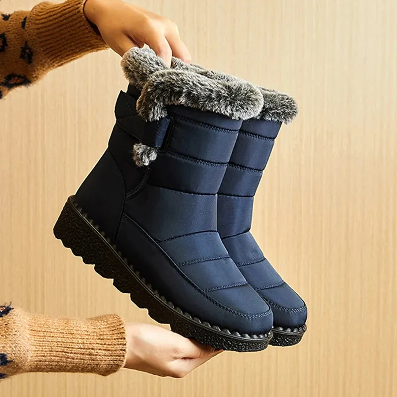 Botas femininas de neve macias com plataforma de pele para manter o calor Botas femininas plus size Botas Mujer Sapatos de inverno 240826_voghion.com