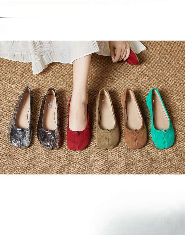 Patchwork Toe 2024 New Green Ballet Women's Shoe_voghion.com