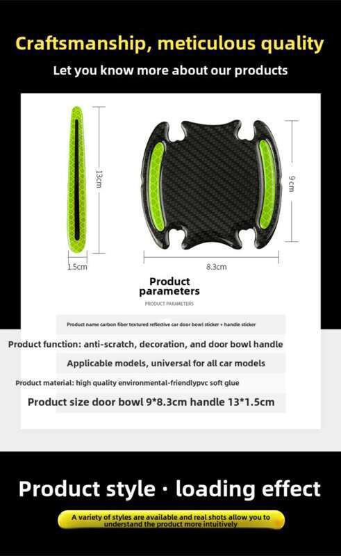 Car Anti-collision Strip, Door Bowl Handle Protection Paint Scratch, Carbon Fiber Grain Reflective Car Sticker, Adhesive_voghion.com