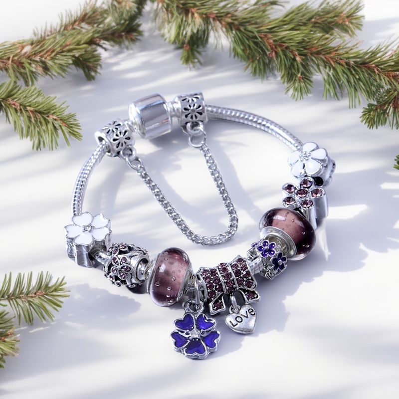 Bracciale charm in acciaio inossidabile con perline smaltate_voghion.com