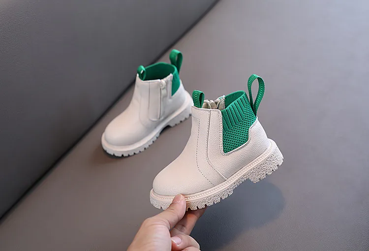 Winter Nieuwe Kinderen Dikke Warme Zijrits PU Leren Waterdichte Sneeuwlaarzen Kidsnest Jongens Meisjes Antislip Pluche Katoenen Schoenen_voghion.com