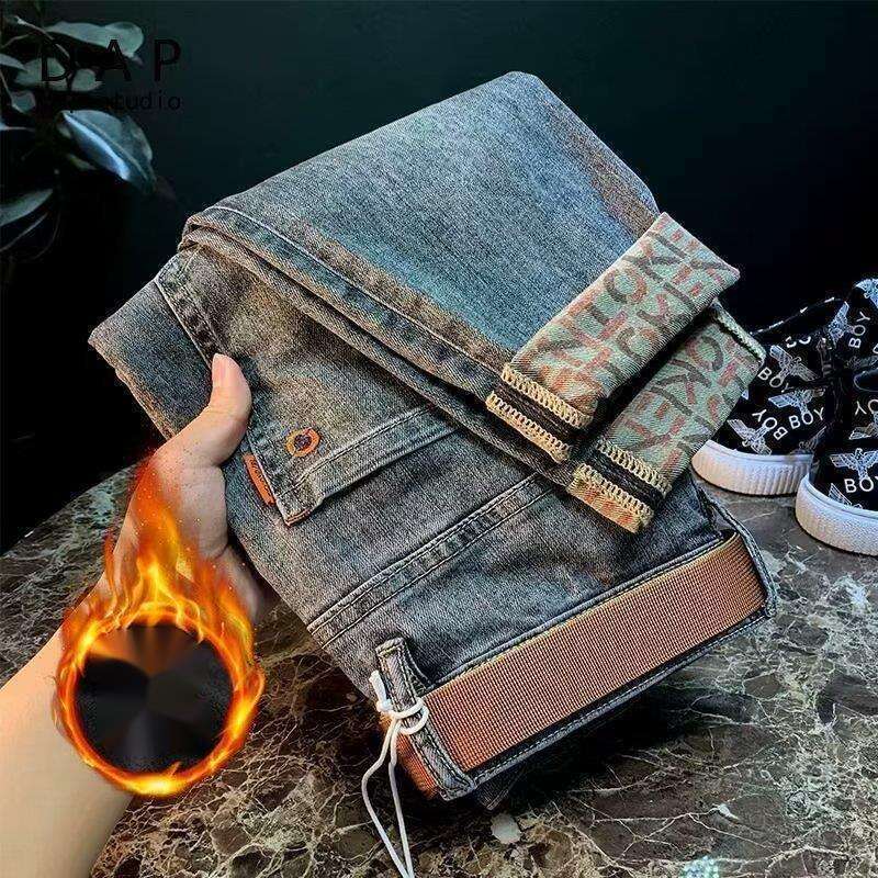 Jeans Men's New Winter Summer Plus Plush Thick High-end Brand Slim Fit And Cool Korean Version Trendy Casual Loose Pants_voghion.com