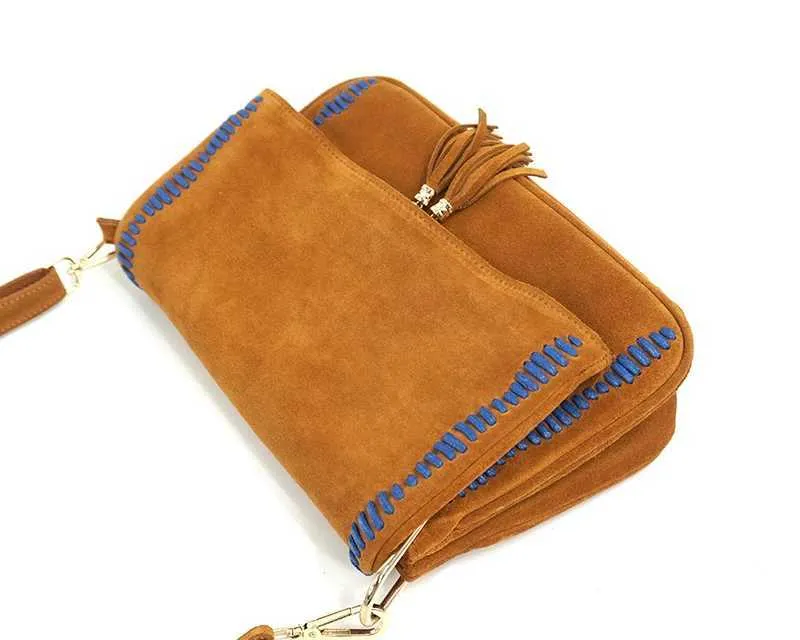 Sac à bandoulière en daim véritable et nubuck pour femme, sac à bandoulière latéral à franges, sac de créateur Za, taille moyenne, élégant au quotidien_voghion.com