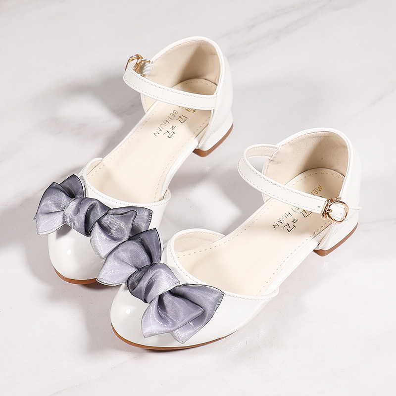 2024 sandali con tacco alto Baotou per ragazze della nuova primavera, scarpe in pelle con fiocco per bambini_voghion.com