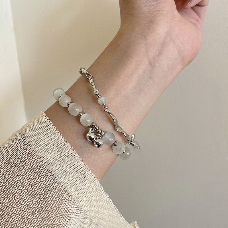 Bracelet en pierre œil de chat super féerique pour filles, design de niche, filet rouge pour amies, bijoux d'été en perles pour la main_voghion.com