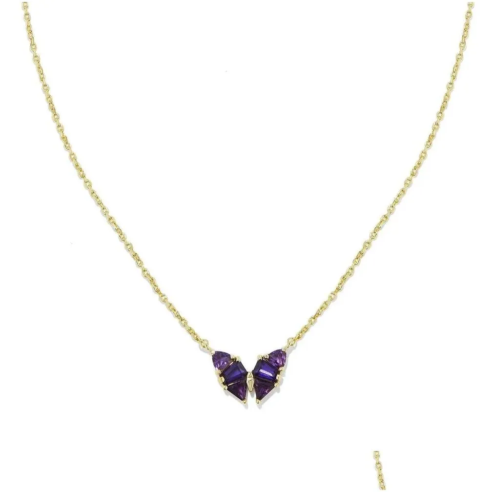 Butterfly Zircon Crystal Pendant Necklace For Women Elegant Style_voghion.com