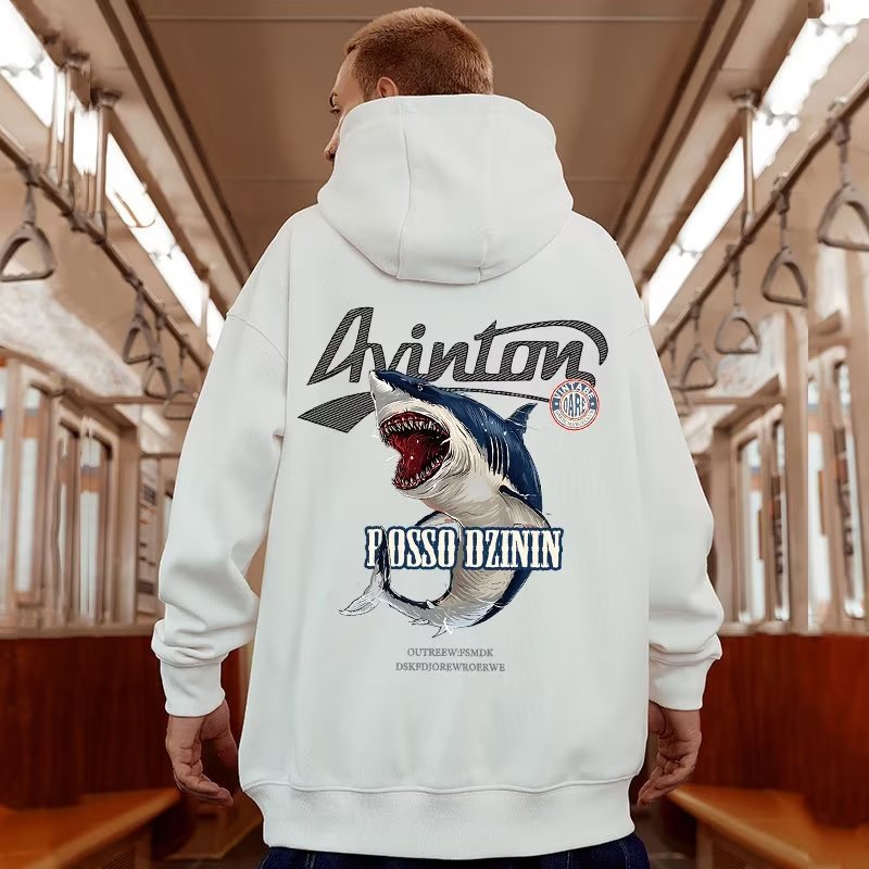 Nuova felpa con cappuccio di grandi dimensioni autunnale e top sciolto alla moda invernale da uomo in peluche americano con cappuccio_voghion.com