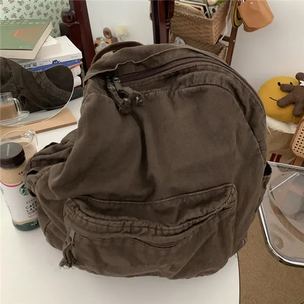 Vintage Backpack For Canvas Women Rucksack Zipper Casual Medium-Capacity Preppy Style Female Bag_voghion.com