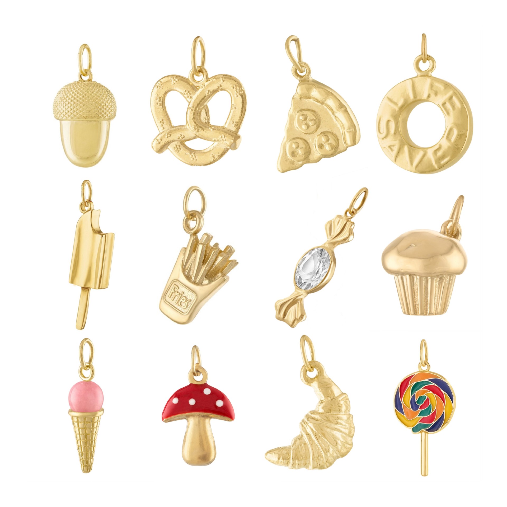 Dessert Pendant Set Food-Shaped Charms DIY Plated Stainless Steel Jewelry With Chain Options For Women