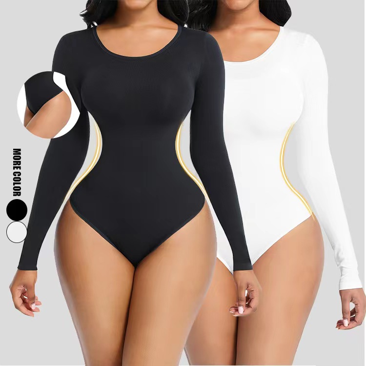 ​​Seamless Long-Sleeve Shapewear Bodysuit For Women – Tummy Control & Butt Lifting Full Body Slimming Underwear​​