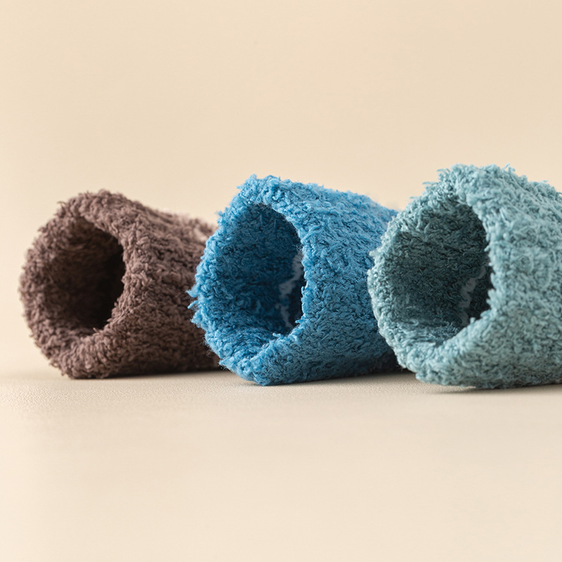 Nieuwe herfst- en wintersokken voor heren, koraalfleece, home, herensokken met middelhoge sokken, dikke sokken met kleurverloop, herensokken, vloersokken_voghion.com