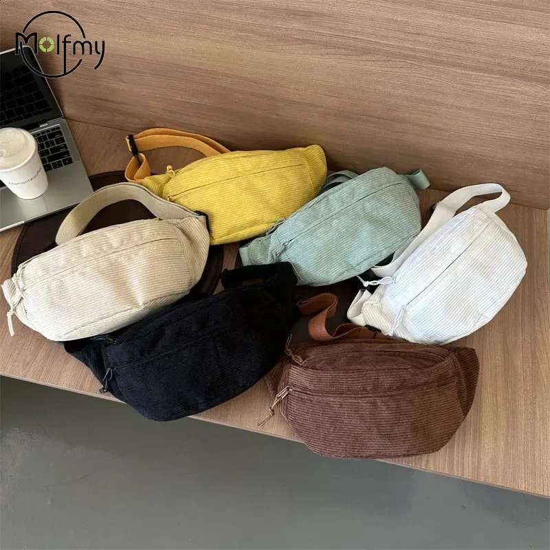 Borsa a tracolla da donna in velluto a coste, per studenti, a tracolla, per il petto, marsupio, alla moda, per telefono, cintura da donna_voghion.com